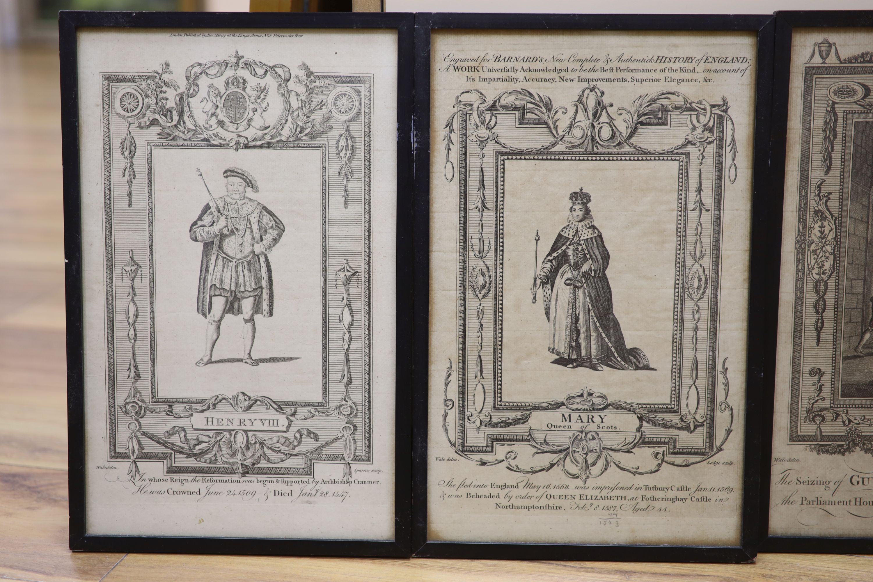 Hawkins after Wale, five engravings from Barnard's History of England, 34 x 20cm